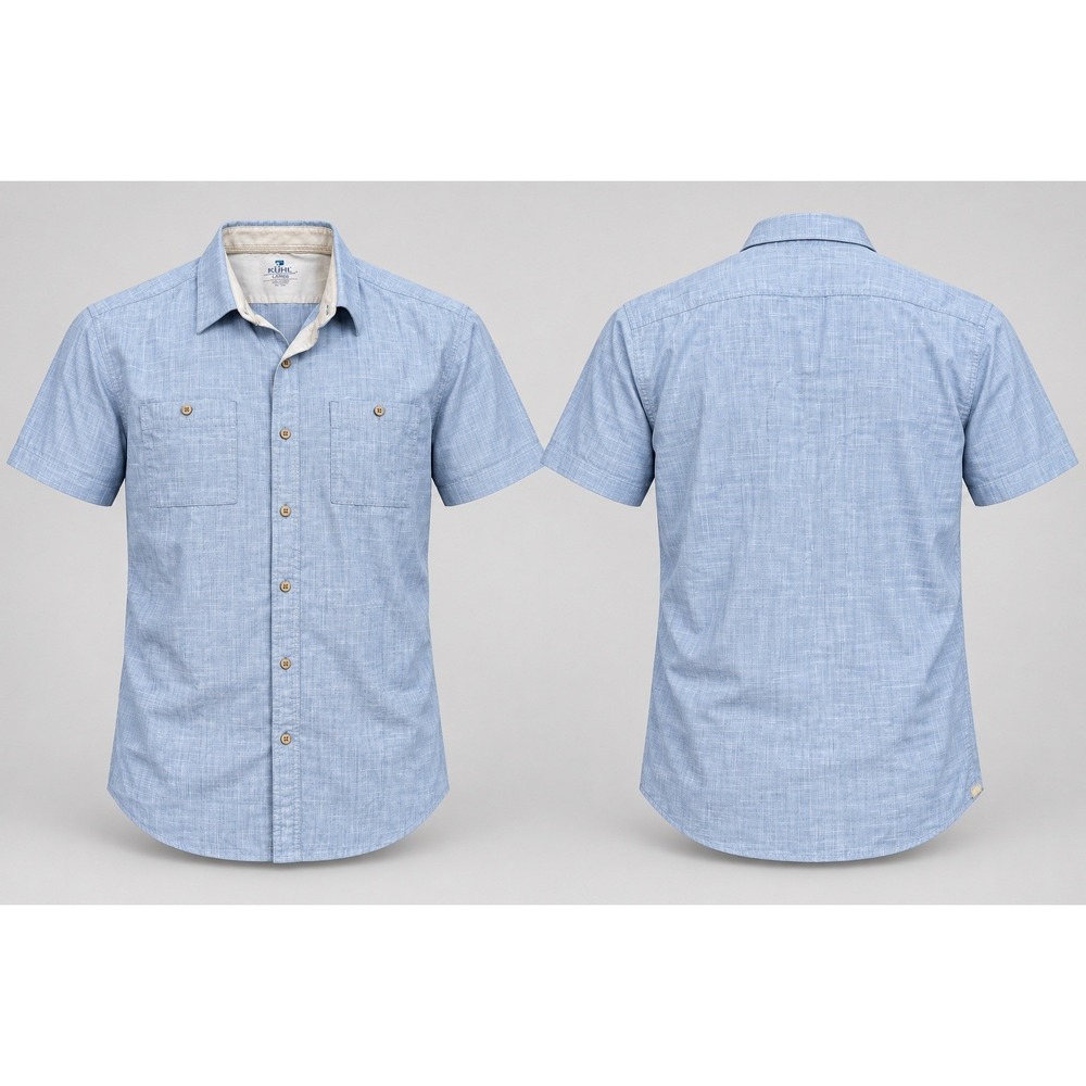 Kuhl short Mens Large Short Sleeve Button Down blue heathered Hiking